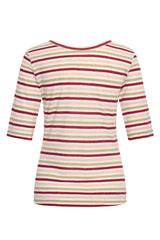 Zilch Vendbar Hør T-shirt Stripe Ruby #farve_stripe-ruby-red