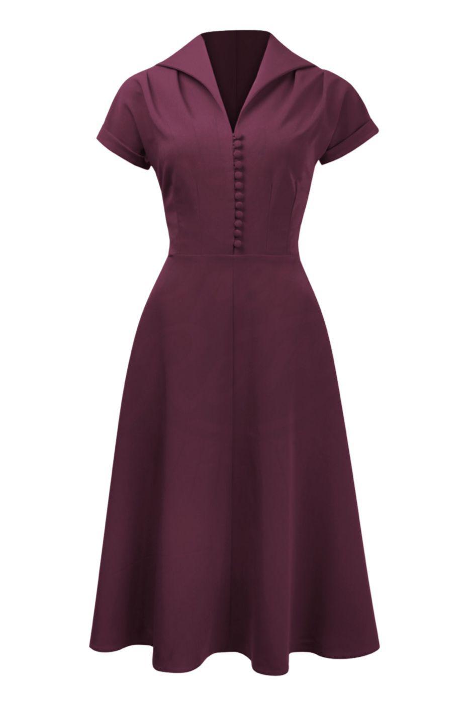 Pretty Retro Hostess Day Dress - Wine-Pretty Retro-Sophies.dk