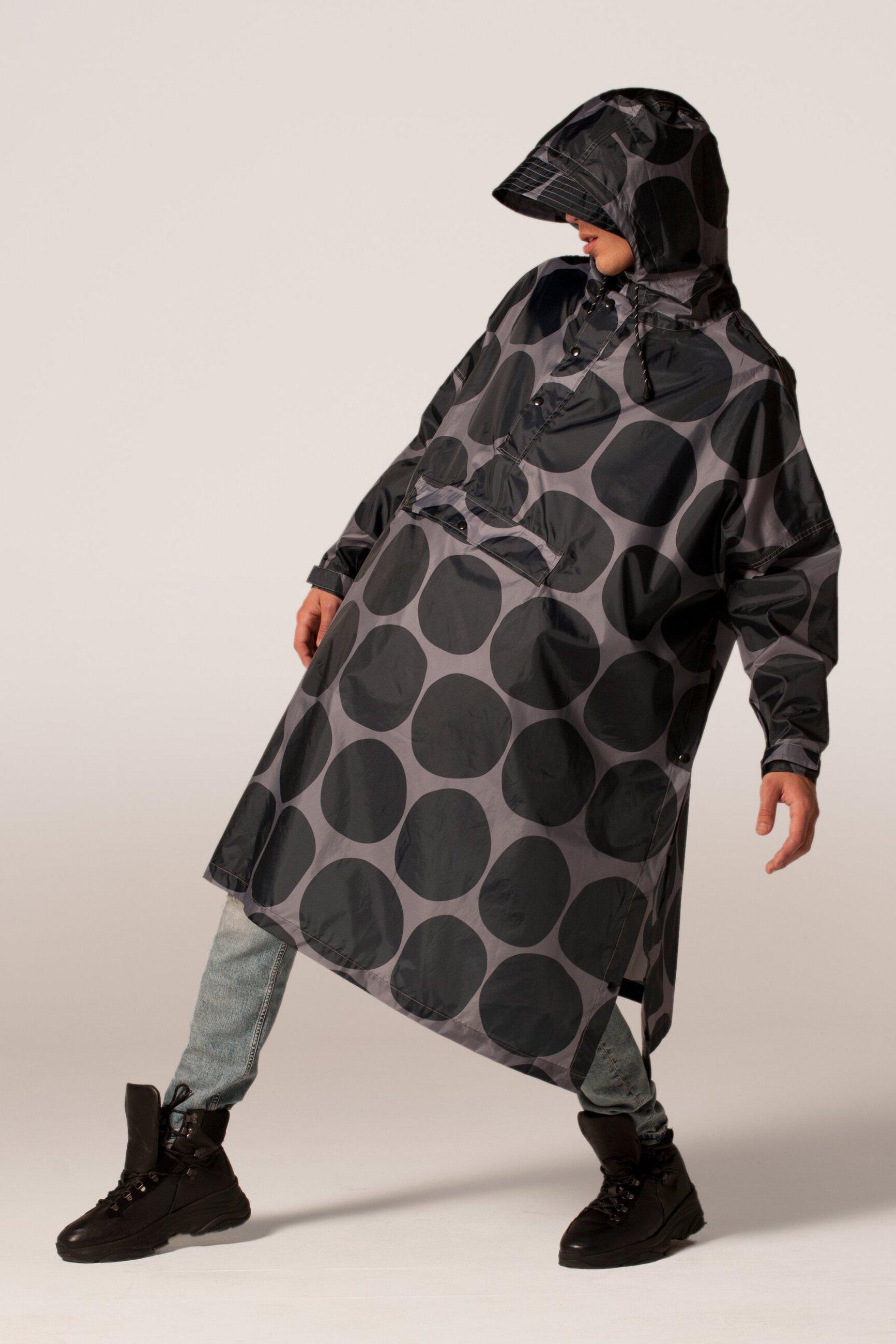 RainKiss Black Polka Rain Poncho