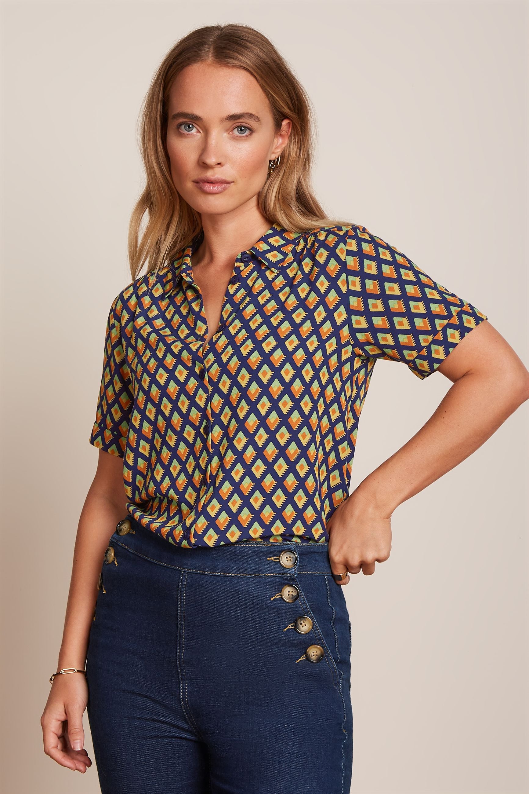King Louie Maisie Blouse Pebble Woven