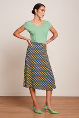King Louie Juno Midi Skirt Pebble Woven