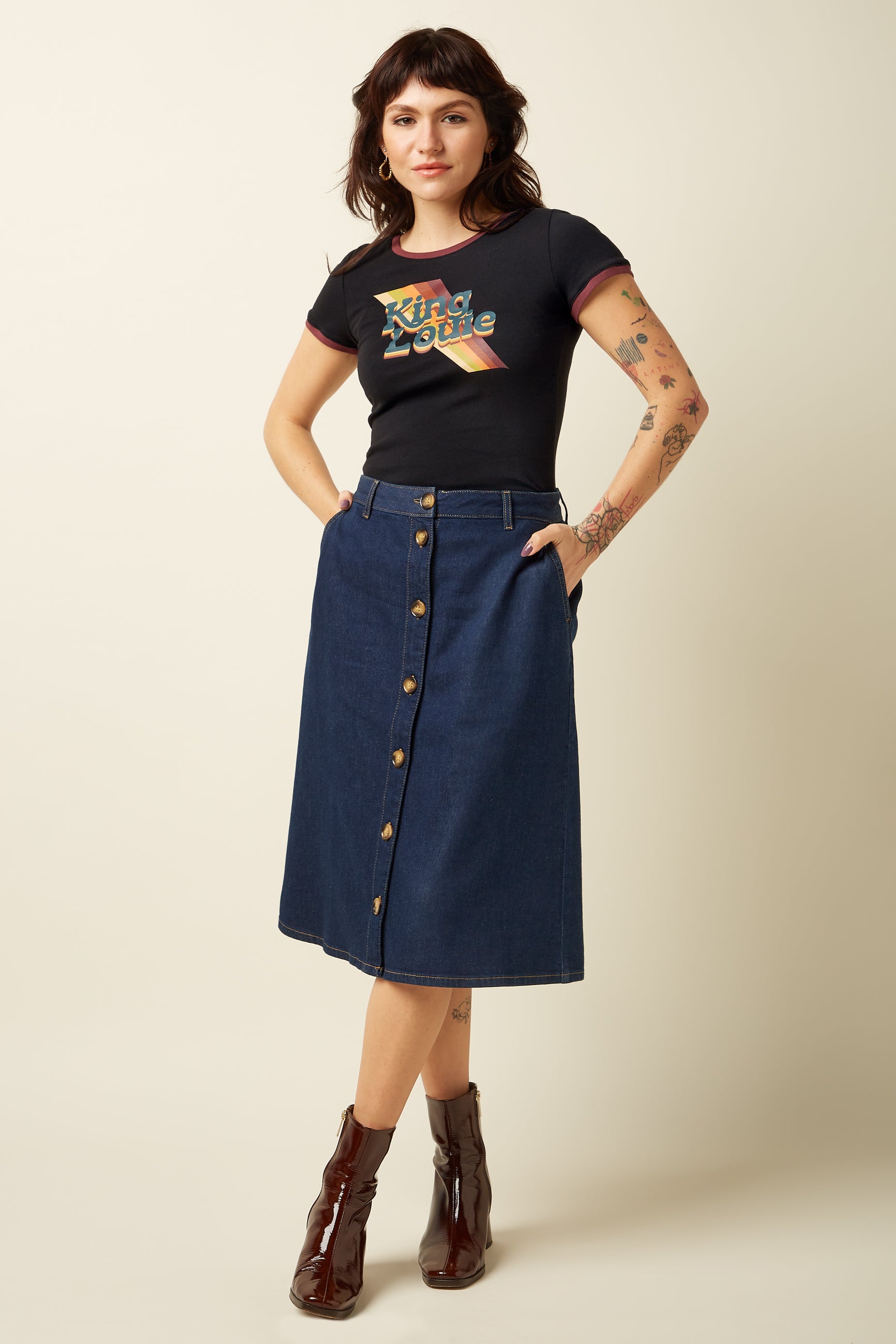 King Louie Marie Skirt Onyx Denim