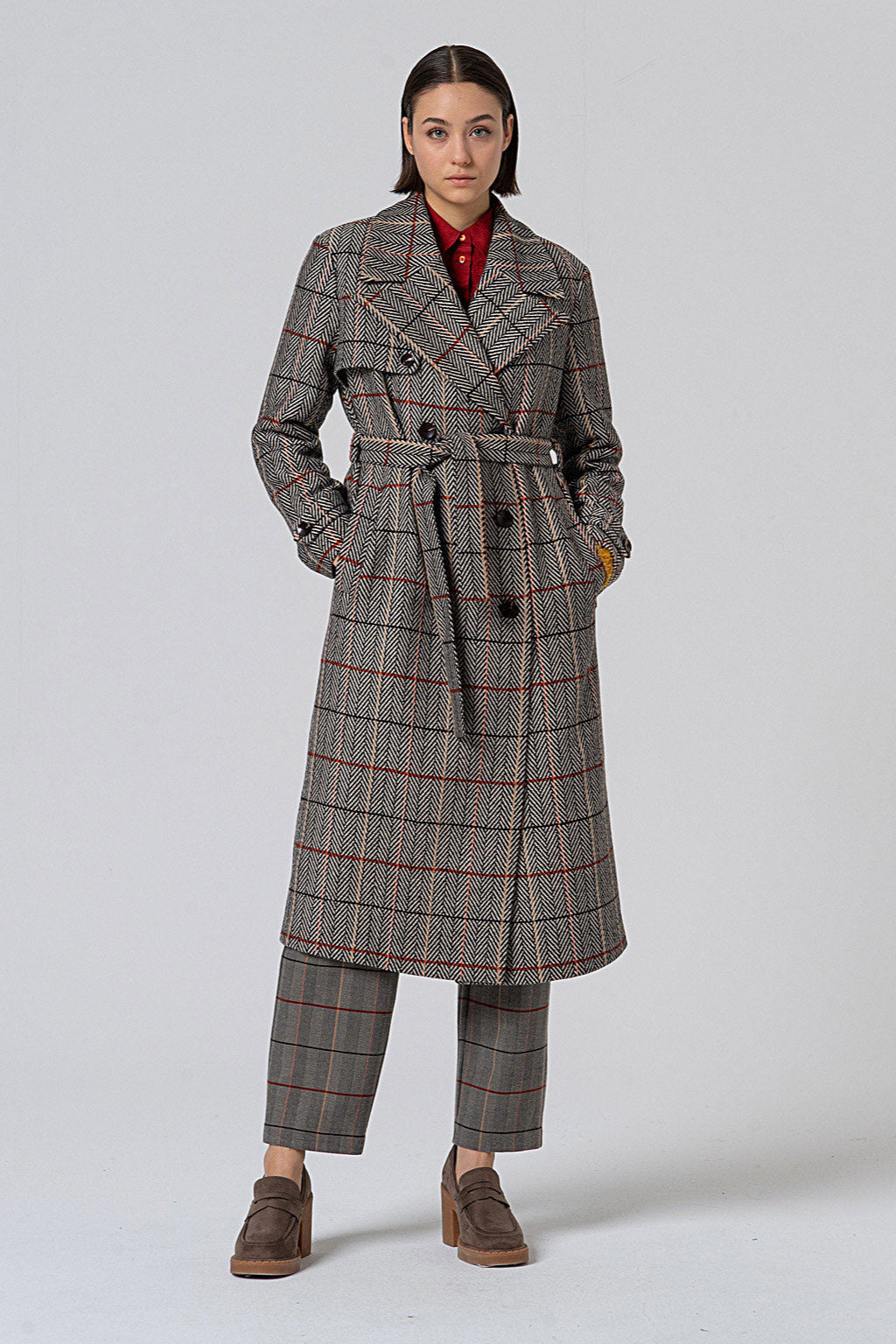 Surkana Maco Trench Coat Herringbone