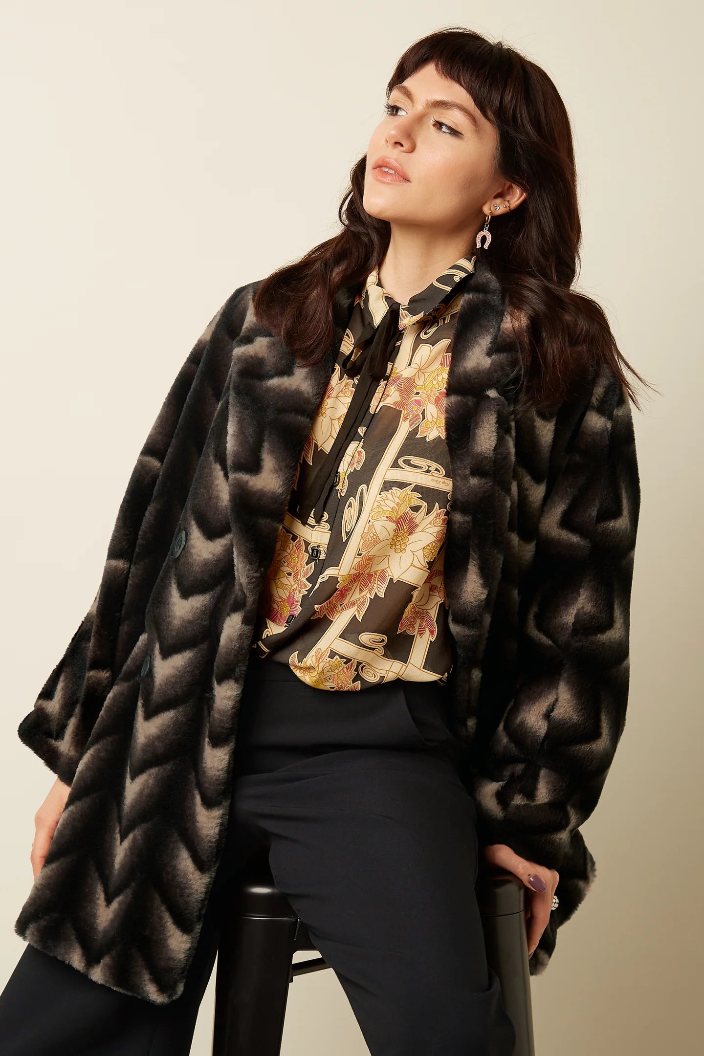 King Louie Shiya Kimono Coat Deco Fur