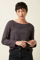 King Louie Boatneck Yoke Top Britney Stripe