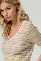 Surkana Soya Striped V-Neck Sweater