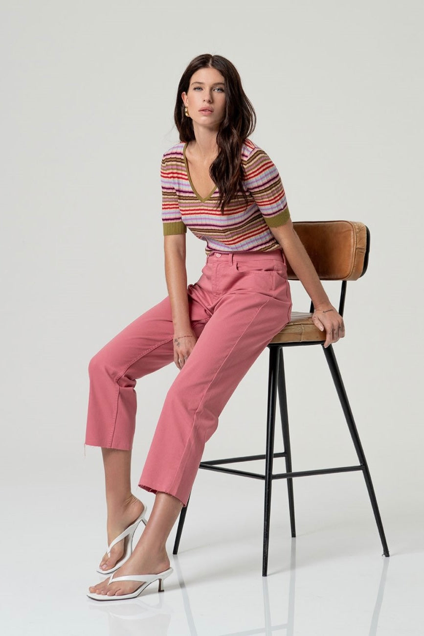 Surkana Soya Striped V-Neck Sweater