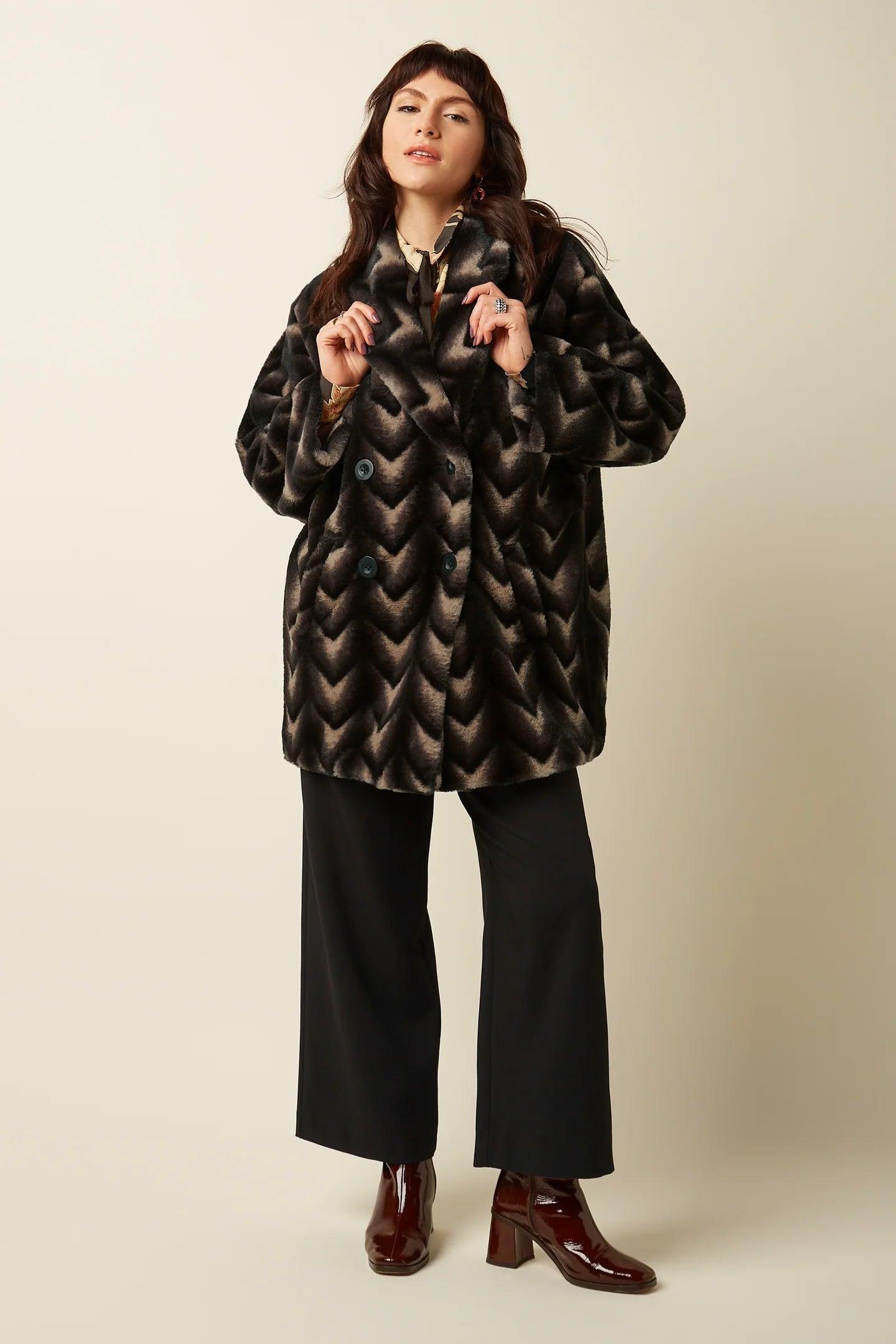 King Louie Shiya Kimono Coat Deco Fur