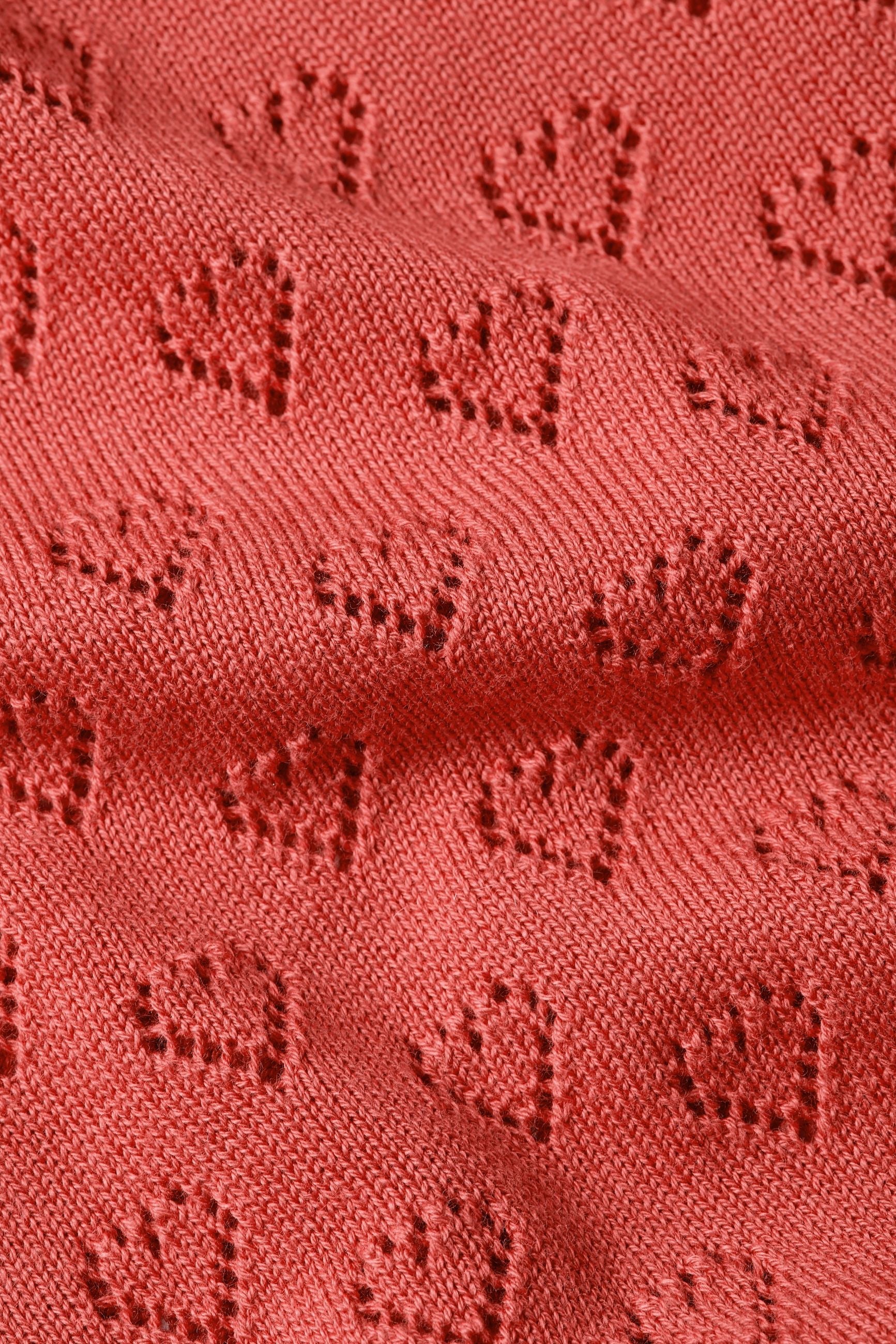 King Louie Cardigan V Heart Ajour Tweed Orange Coral #farve_tweed-orange
