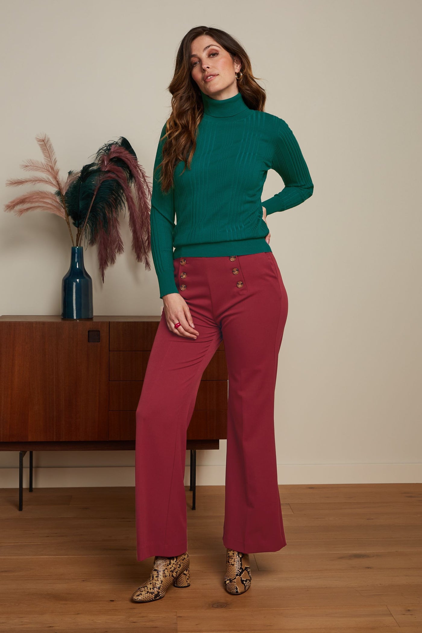 King Louie Sally Pants Broadway #farve_cabernet-red