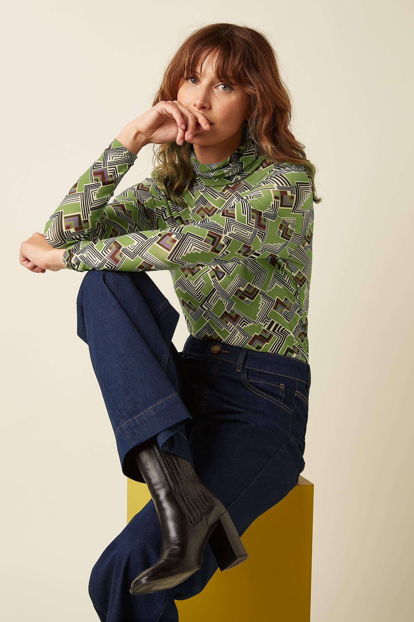 King Louie Rollneck Top Leia Mesh