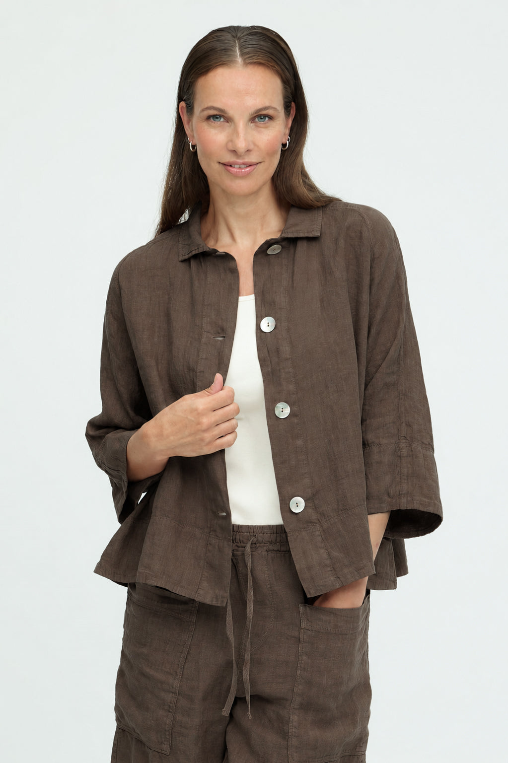 Own By Basics Linen Lab Coat Blouse