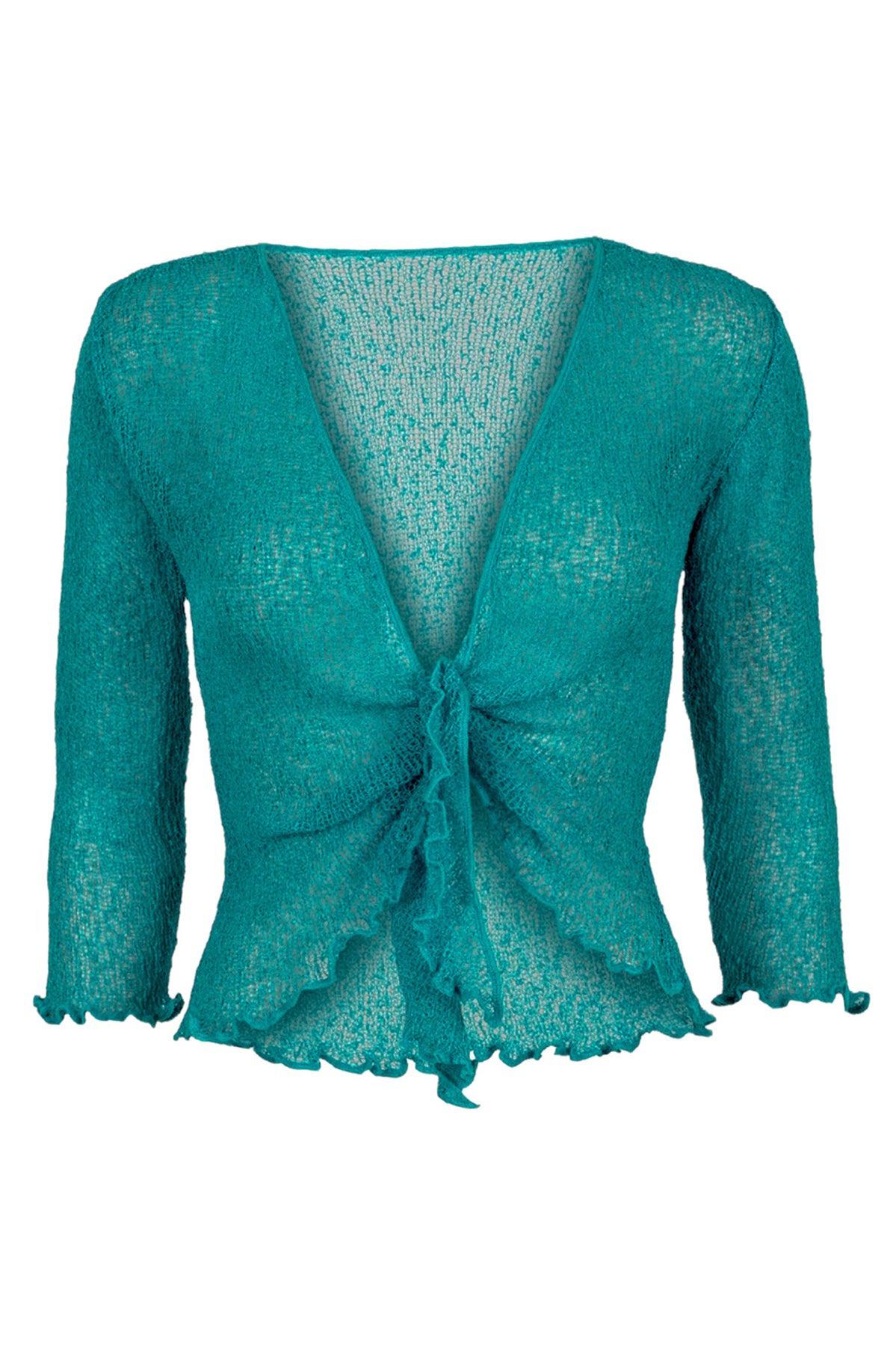 Sophies Ensfarvet bolero Petrol #farve_petrol