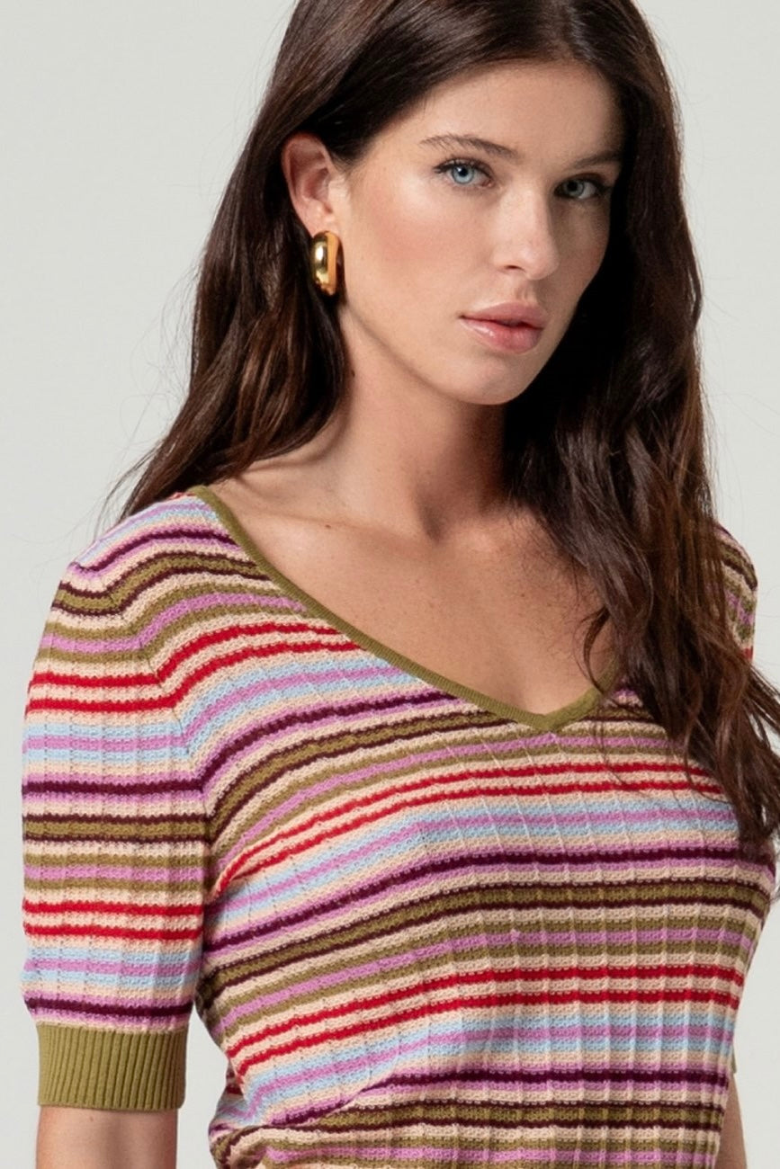 Surkana Soya Striped V-Neck Sweater