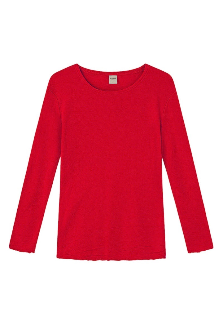 Blusbar Uldbluse Rundhals Langærmet #farve_chili-red