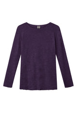 Blusbar Uldbluse Rundhals Langærmet #farve_plum