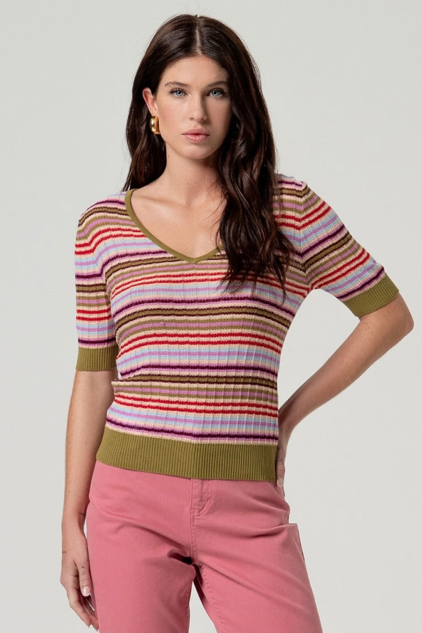 Surkana Soya Striped V-Neck Sweater