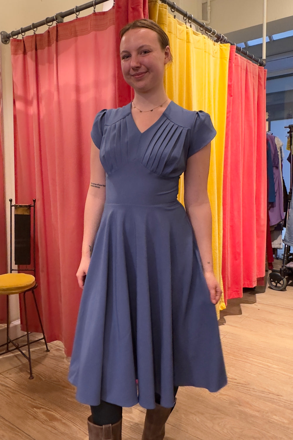 Pretty Retro Swing Dress #farve_airforce-blue