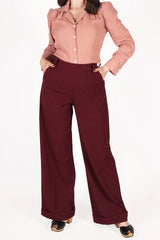 Weekend Doll High Waist Wide Leg Trousers #farve_burgundy
