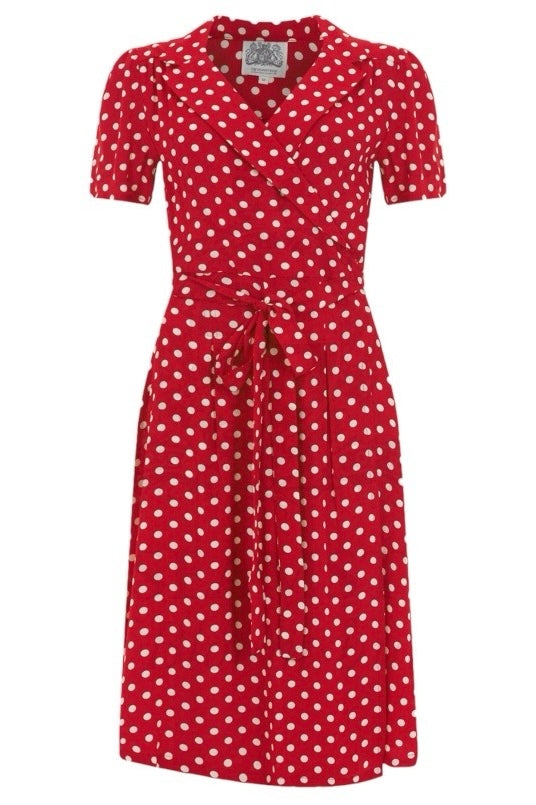 Seamstress of Bloomsbury Peggy Wrap Kjole #farve_red-polka