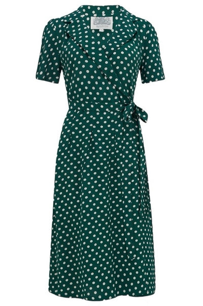 Seamstress of Bloomsbury Peggy Wrap Kjole #farve_green-polka