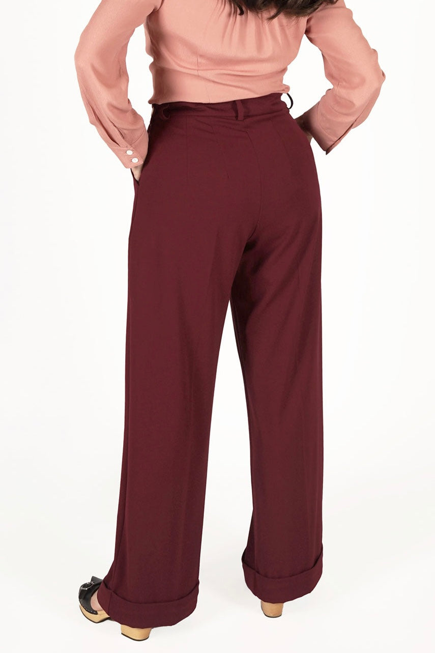 Weekend Doll High Waist Wide Leg Trousers #farve_burgundy