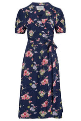 Seamstress of Bloomsbury Peggy Wrap Kjole #farve_navy-mayflower