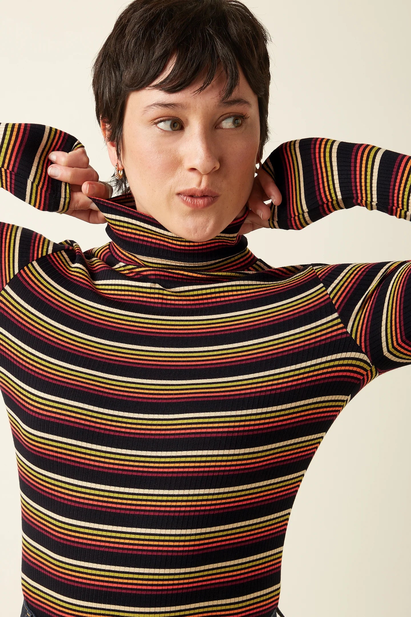 King Louie Rollneck Top Frostine Stripe
