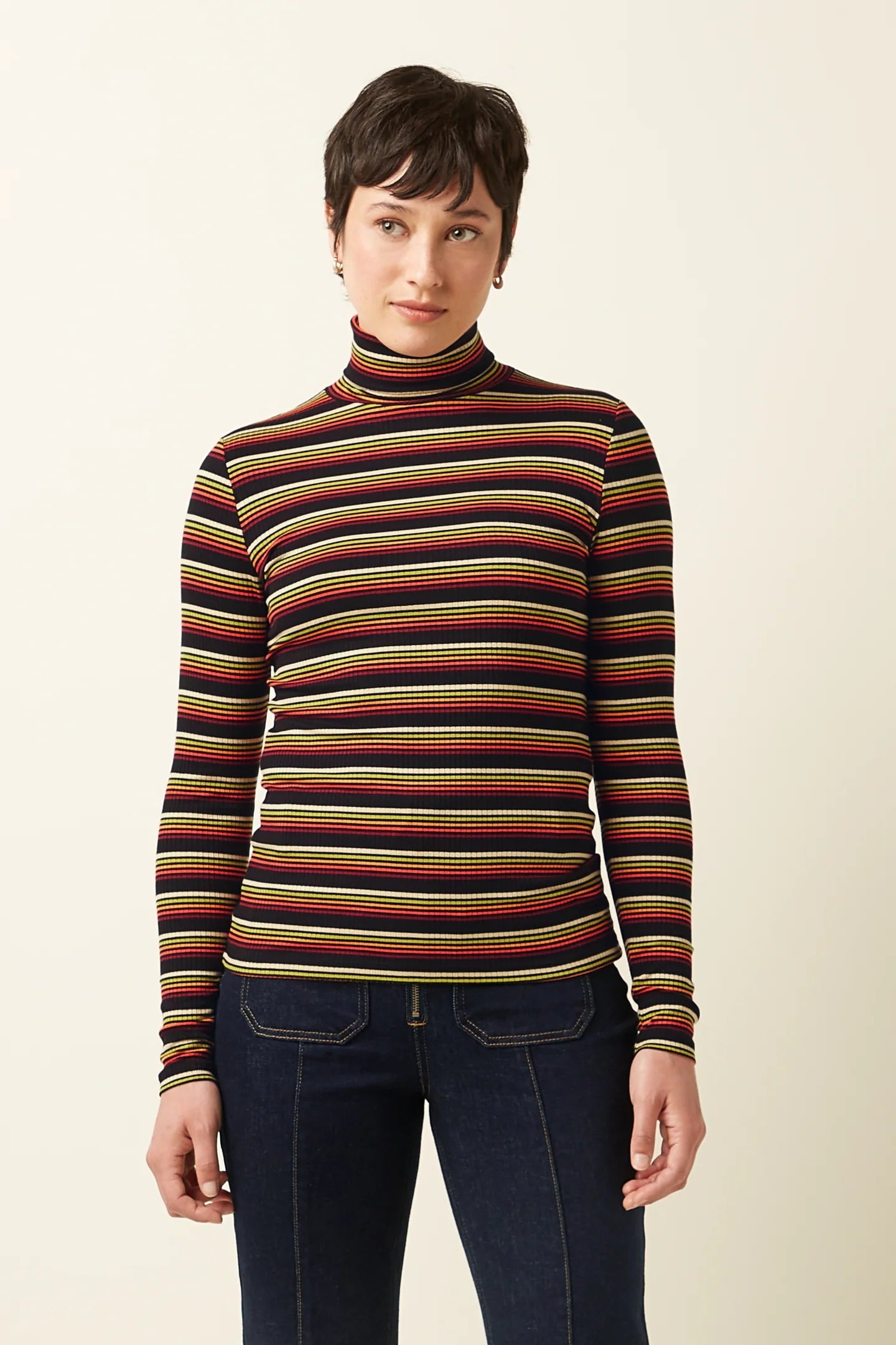 King Louie Rollneck Top Frostine Stripe