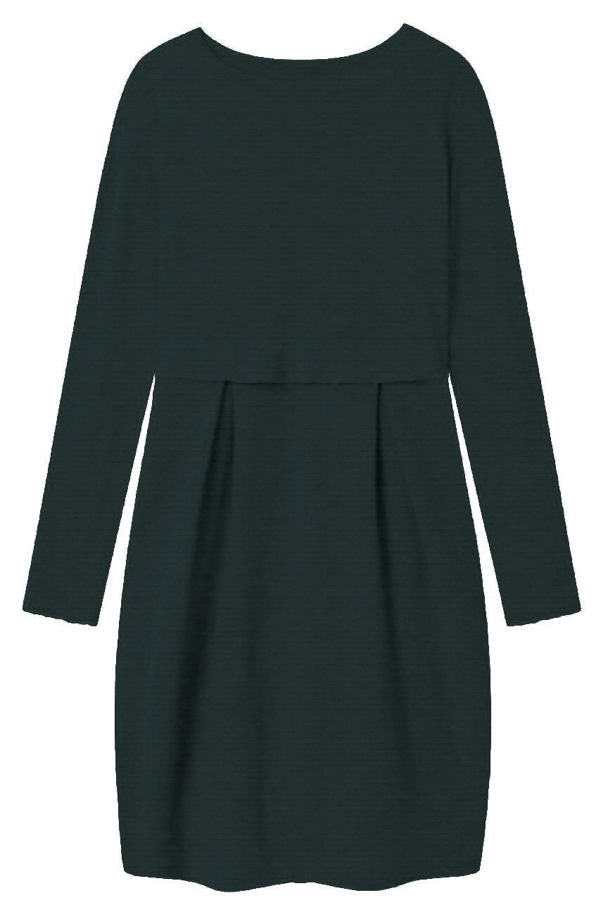 Blusbar Uldkjole M. Læg #farve_bottle-green