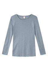Blusbar Uldbluse Rundhals Langærmet #farve_stormy-sea