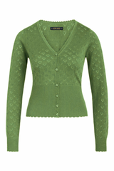 King Louie Cardigan V Heart Ajour #farve_jade-green