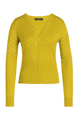 King Louie Cardigan V Heart Ajour #farve_spring-yellow