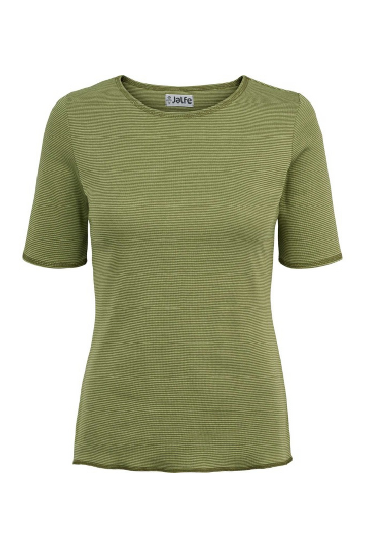 Jalfe Bomuldsbluse Kortærmet Striber #farve_army-light-green