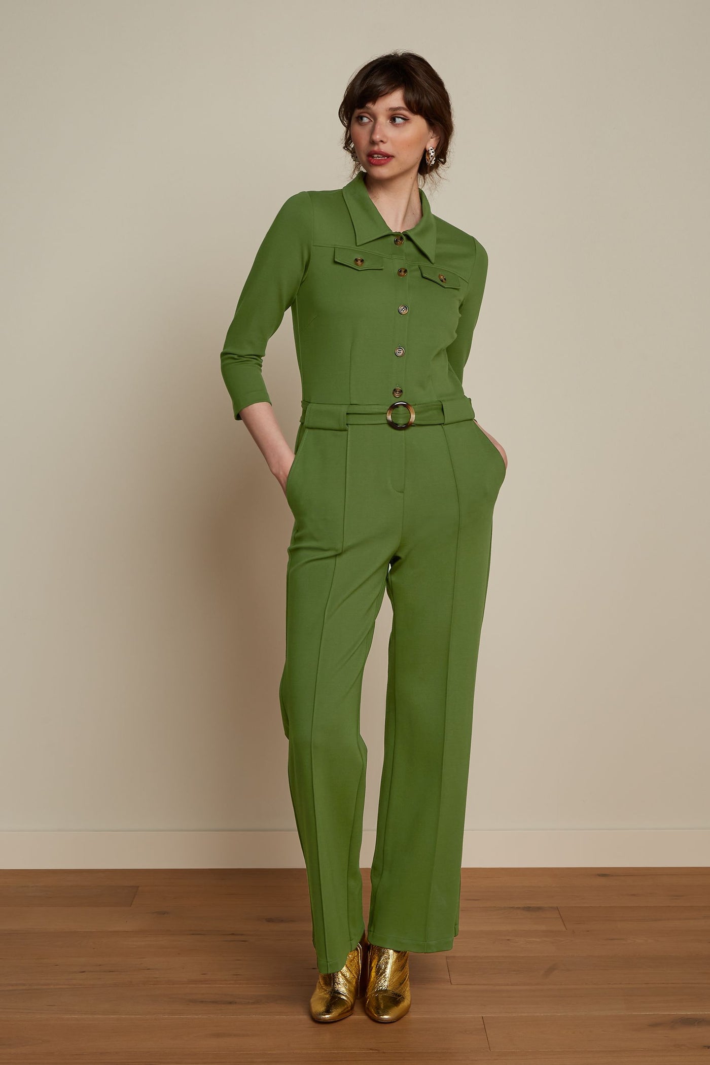 King Louie Alexa Jumpsuit Uni Rodeo Olive Green #farve_olive-green