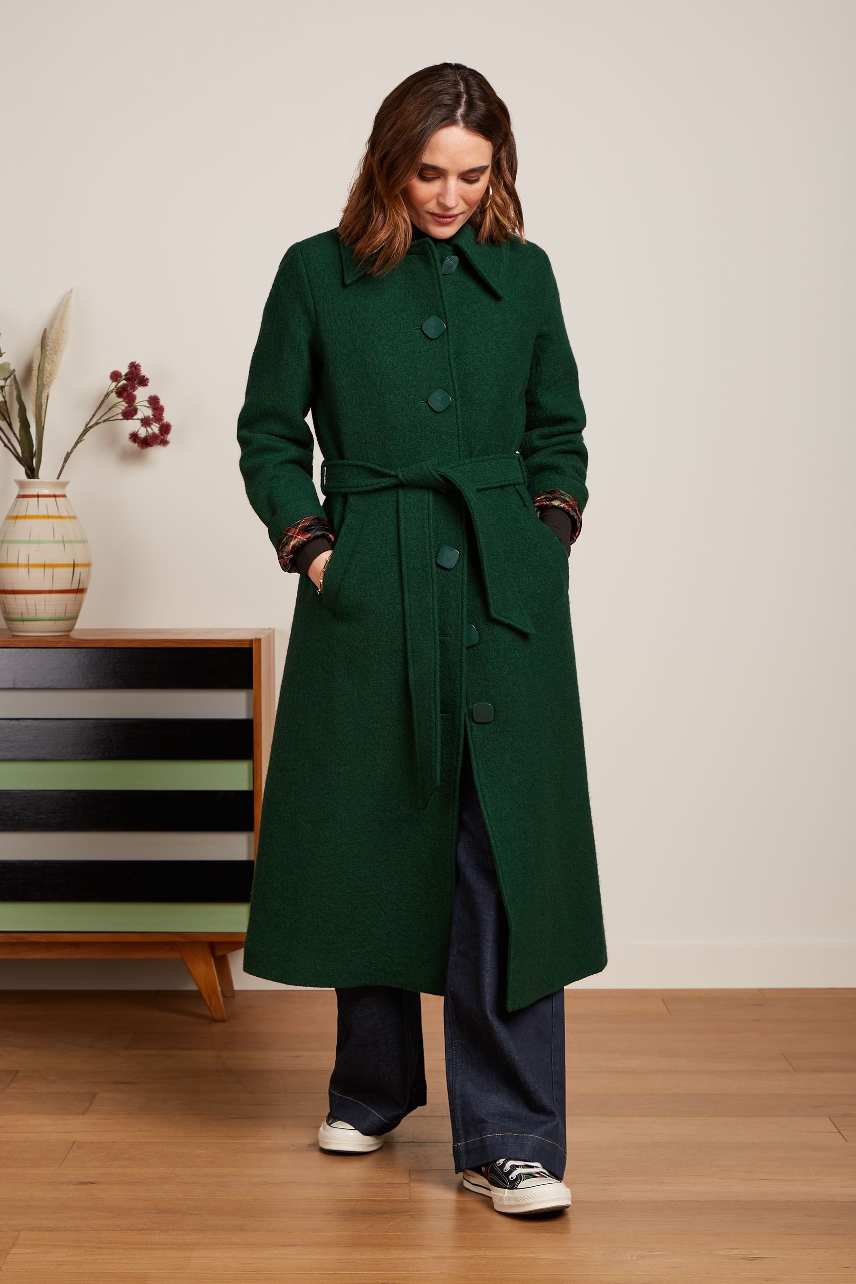 King Louie Arabella Coat Kennedy #farve_forest-green