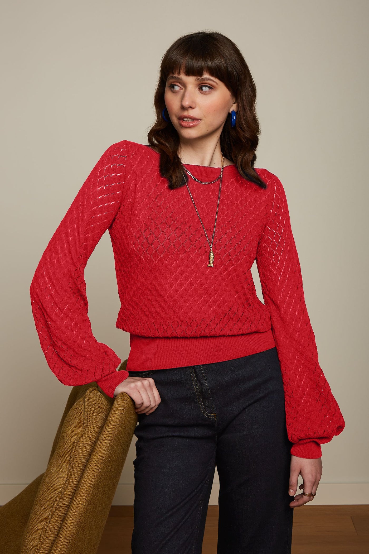 King Louie Audrey Bell Sleeve Top Loop Ajour #farve_chili-red