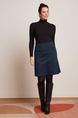 King Louie Border Skirt Milano Uni - Mørkeblå Evening Blue-King Louie-Sophies.dk #farve_evening-blue
