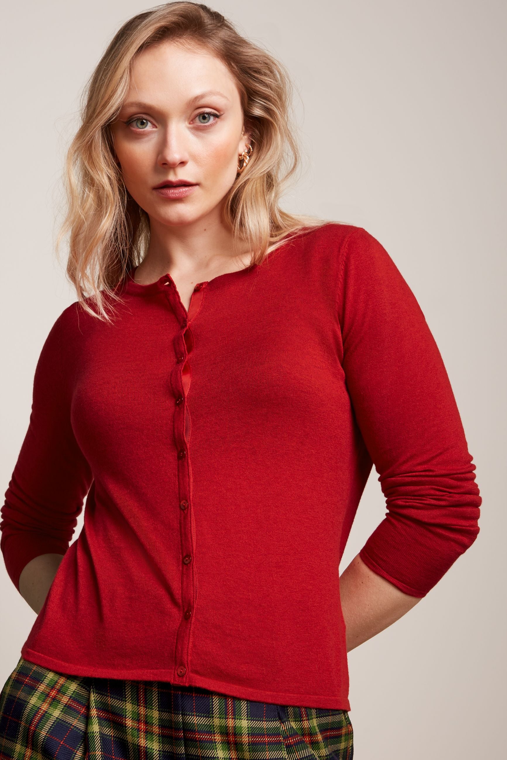 King Louie Cardigan Roundneck Cocoon - Icon Red Sophies.dk #farve_icon-red