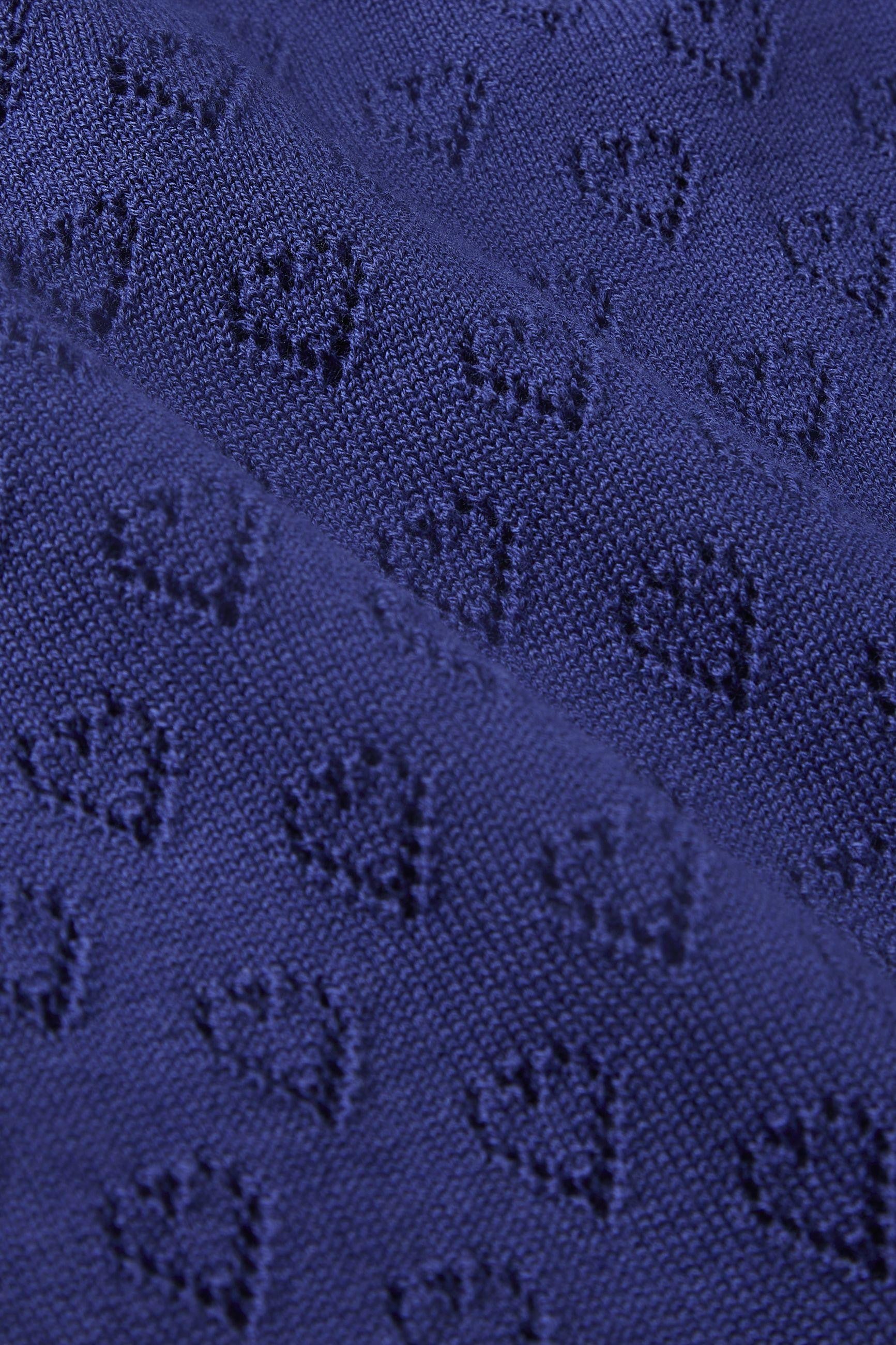 King Louie Cardigan V Heart Ajour Dazzling Blue #farve_dazzling-blue