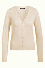 King Louie Cardigan V Heart Ajour Cream #farve_cream
