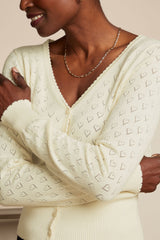 King Louie Cardigan V Heart Ajour Cream #farve_cream