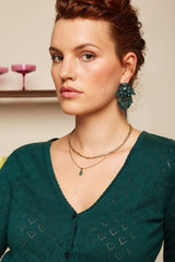 King Louie Cardigan V Heart Ajour Dragonfly Green #farve_dragonfly-green