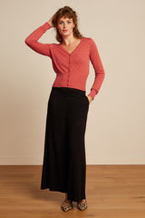 King Louie Cardigan V Heart Ajour Tweed Orange Coral #farve_tweed-orange