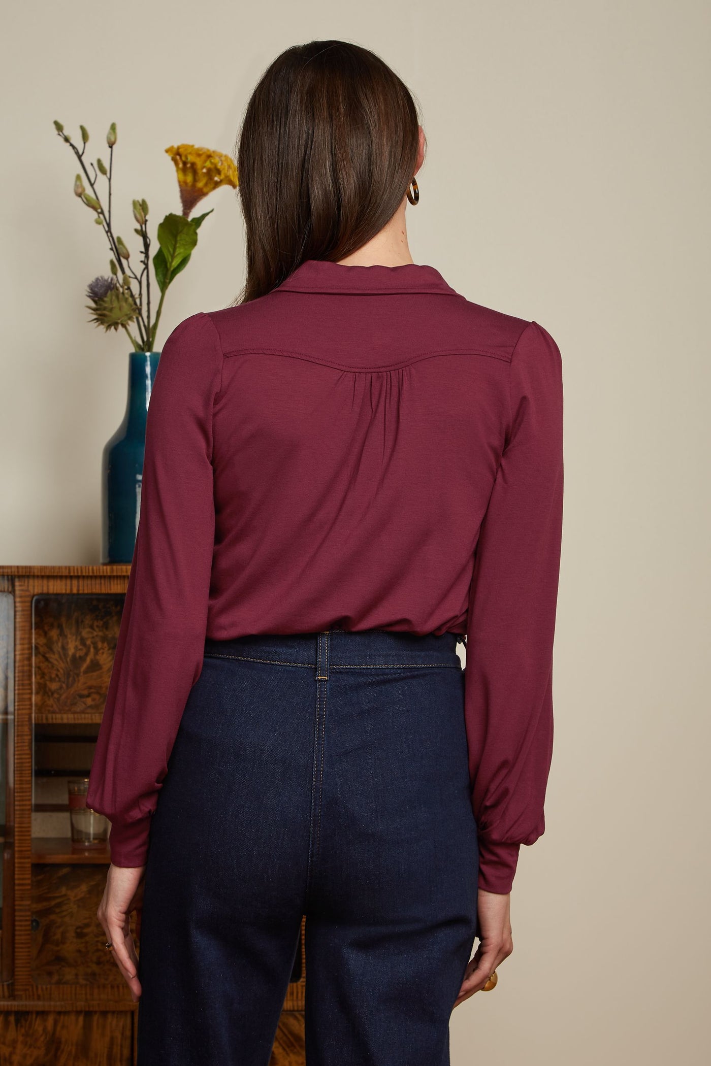King Louie Carina Blouse Ecovero Cabernet Red #farve_cabernet-red