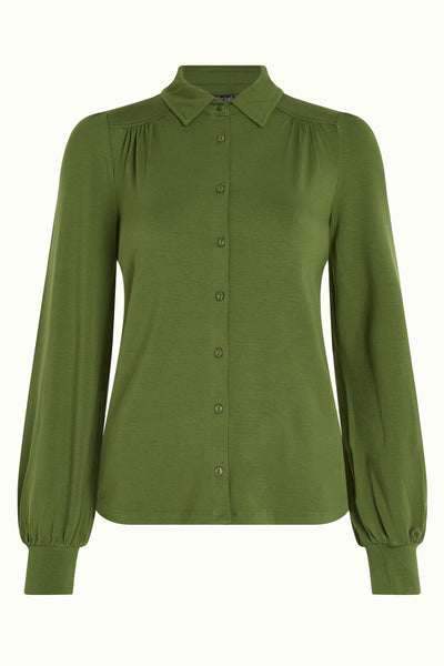 King Louie Carina Blouse Ecovero Olive Green #farve_olive-green