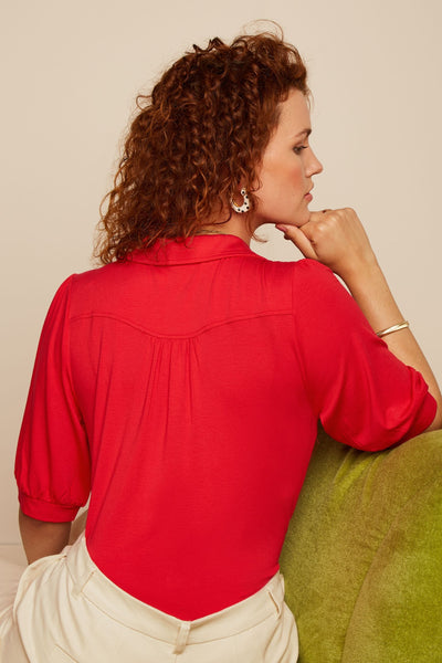 King Louie Carina Blouse Ecovero Light #farve_fiery-red