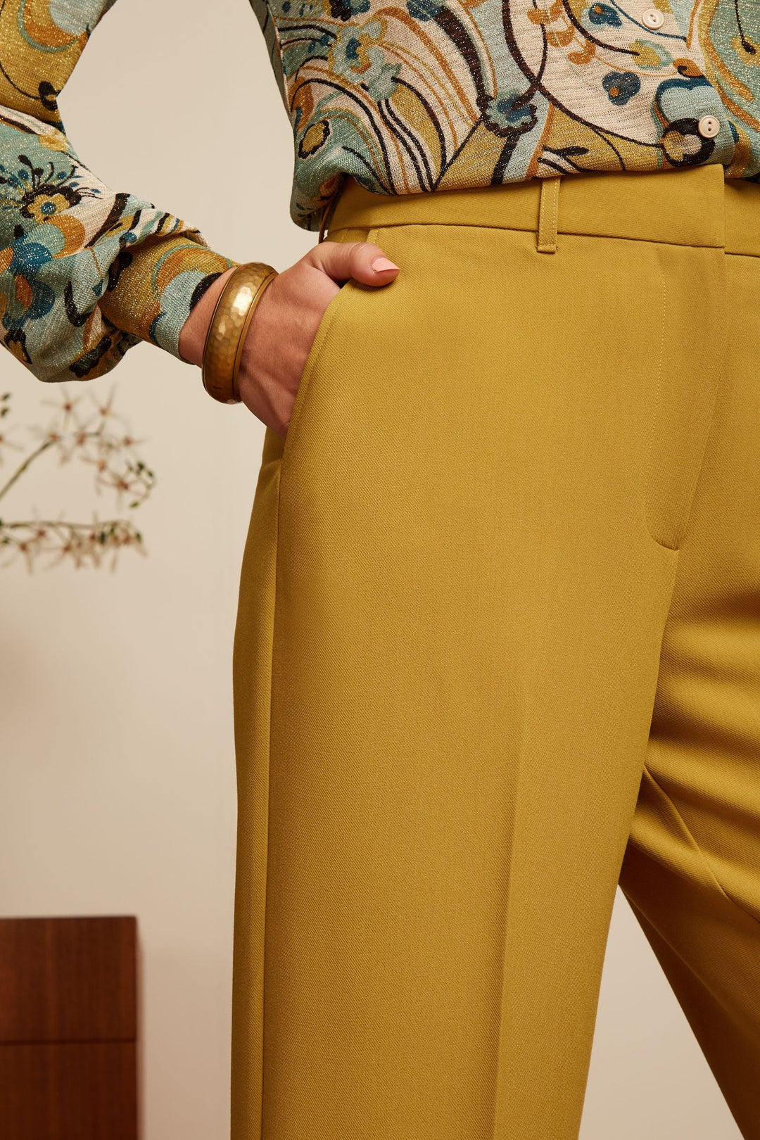 King Louie Frederica Pants Simonet Yellow #farve_sulphur-yellow