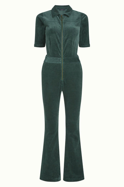 King Louie Garbo Flare Jumpsuit Corduroy #farve_sycamore-green
