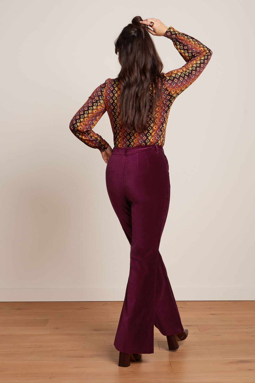 King Louie Marcie Flared Pants Uni Fargo #farve_cabernet-red